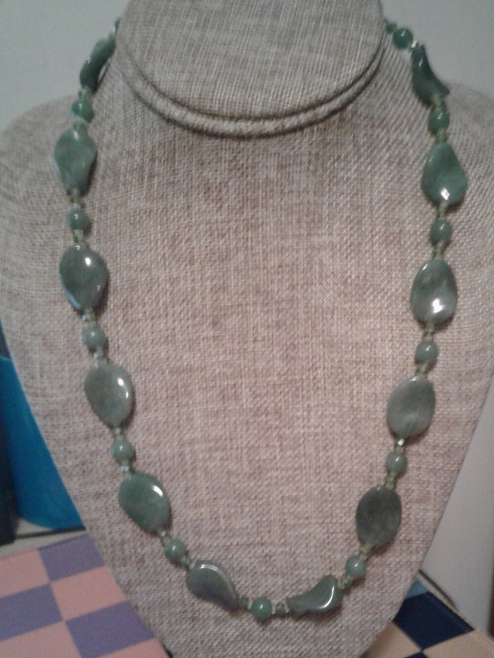 Jewelry Set Wavy Shaped & Round Green Aventurine Beads Necklace & Bracelet LNC